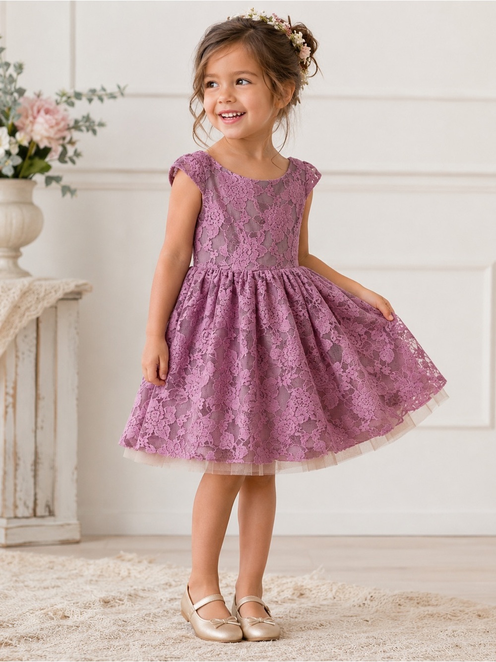 NWT - Joyfolie Size 3 Purple Lace Kids Dress